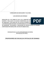 Listado Definitivo de Excluidos de Inglés y de Portugués Del Cuerpo de Profesores de Escuelas Oficiales de Idiomas