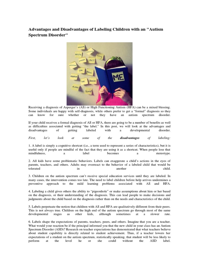Pros and Cons of Autism Labeling | PDF | Autism Spectrum | Spectrum ...