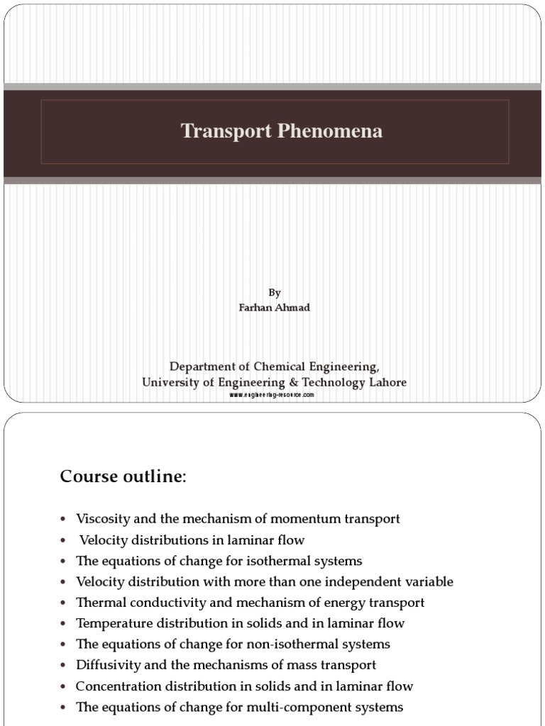 Transport Phenomena Course Overview | PDF | Fluid Dynamics | Viscosity