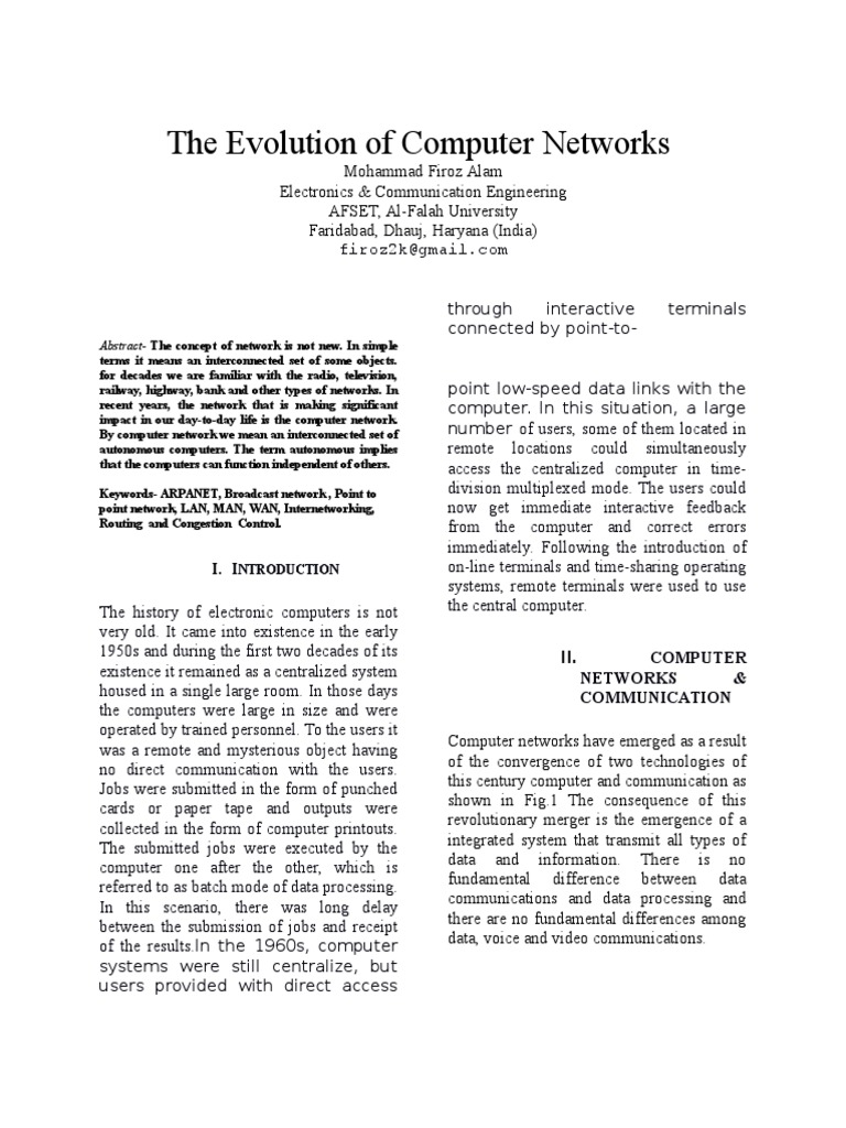 Evolution of Computer Networks | PDF | Router (Computing) | Computer ...