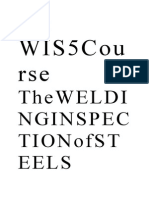 WIS5Cou Rse: Theweldi Nginspec Tionofst Eels