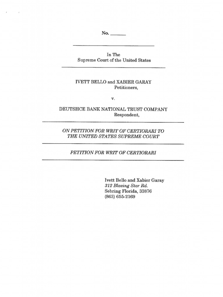 Petition For Writ of Certiorari | PDF
