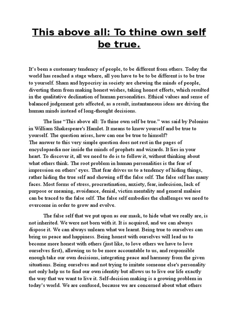 Importance of being true to yourself essay picture