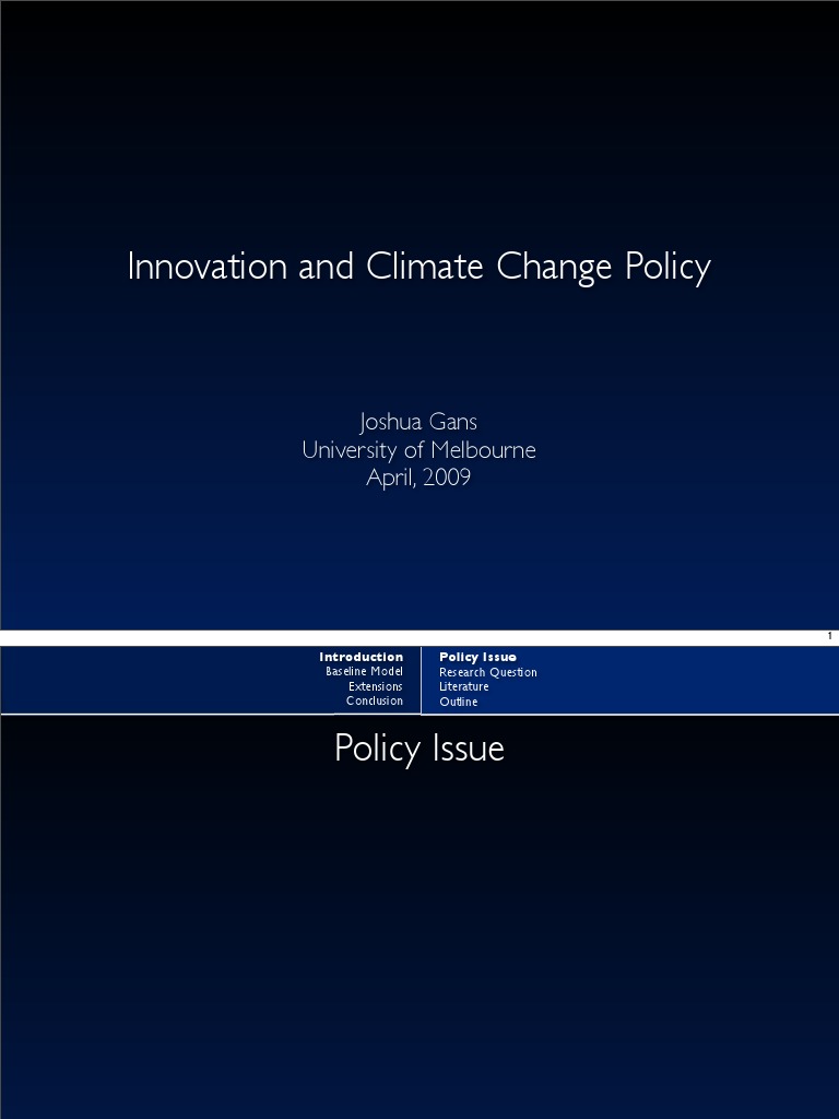 Innovation and Climate Change Policy | PDF