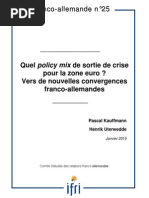 Quel policy mix de sortie de crise pour la zone euro ? Vers de nouvelles convergences franco-allemandes