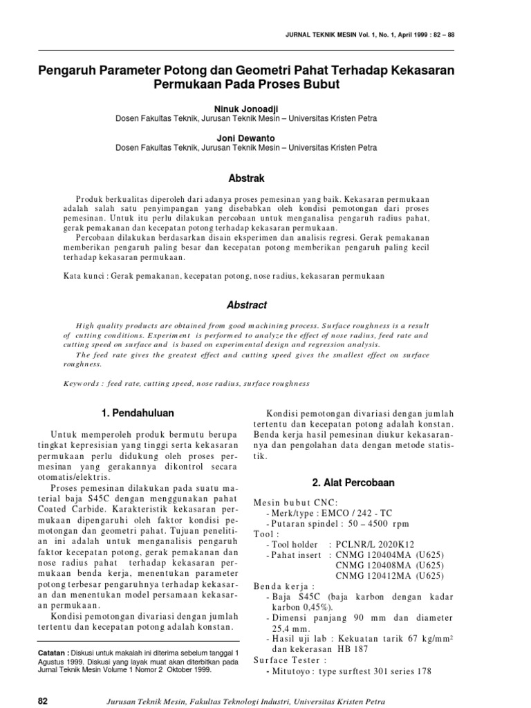 Jurnal Teknik Mesin Vol. 1, No. 1,
