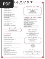 Bardot Brasserie Brunch Menu