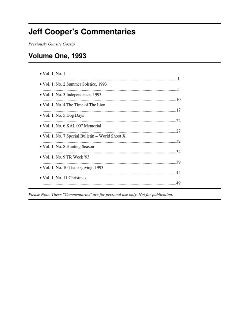 Jeff Cooper's Commentaries #1 | PDF | Cartridge (Firearms) | Bullet