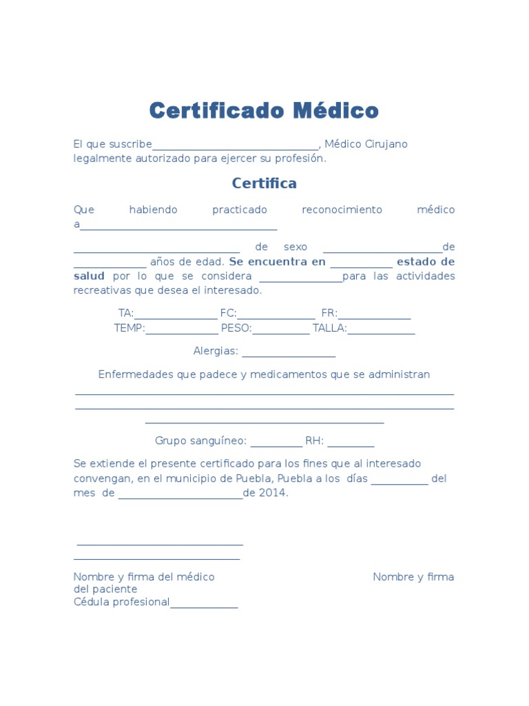 Certificado Medico