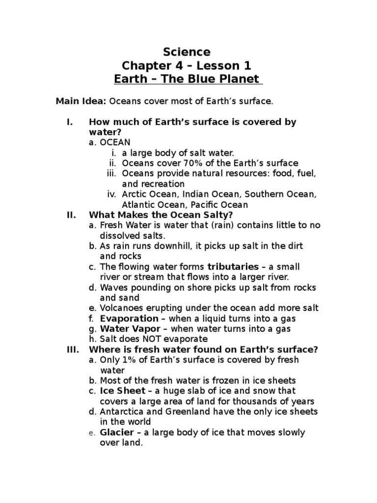 Oceans and Freshwater on Earth | PDF | Science & Mathematics