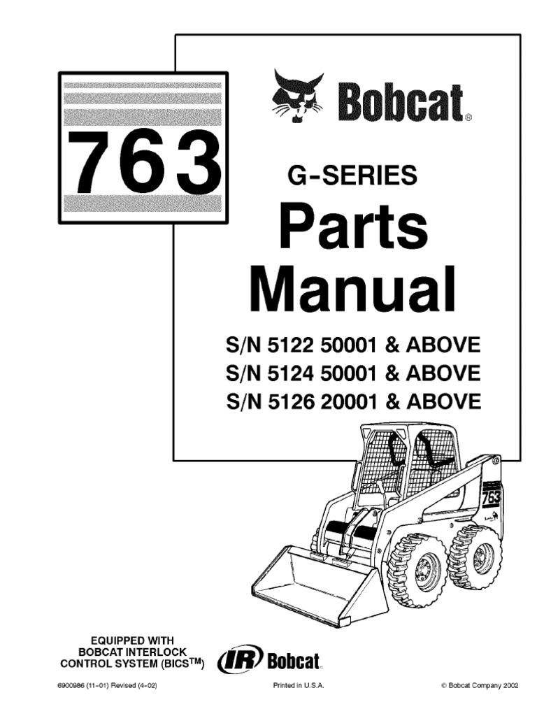 Bobcat 763g Parts Manual Valve Cylinder (Engine)