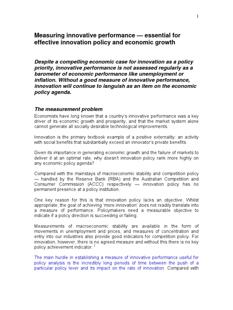 Measuring Innovative Performance | PDF