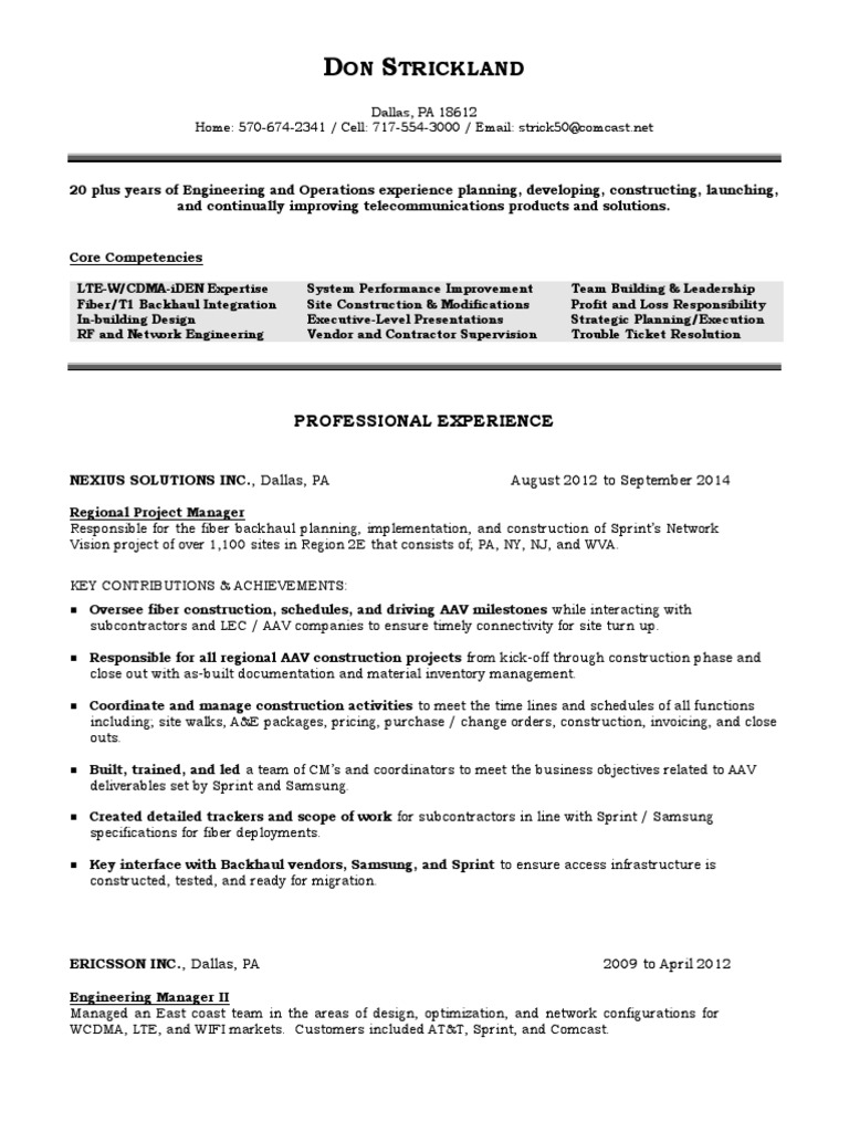 Telecommunications Engineering Expert Resume | PDF | Sprint Corporation ...