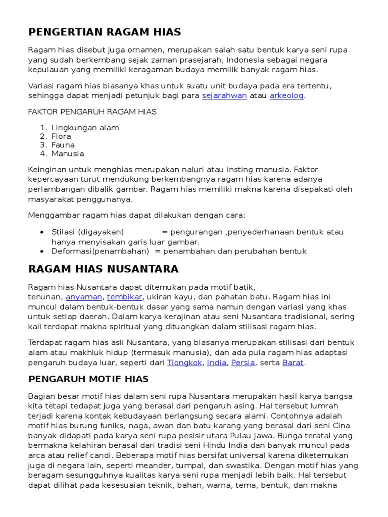 Pengertian Ragam Hias