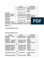 Jadual Latihan Kenari Kids Kubang Pasu Batu 17