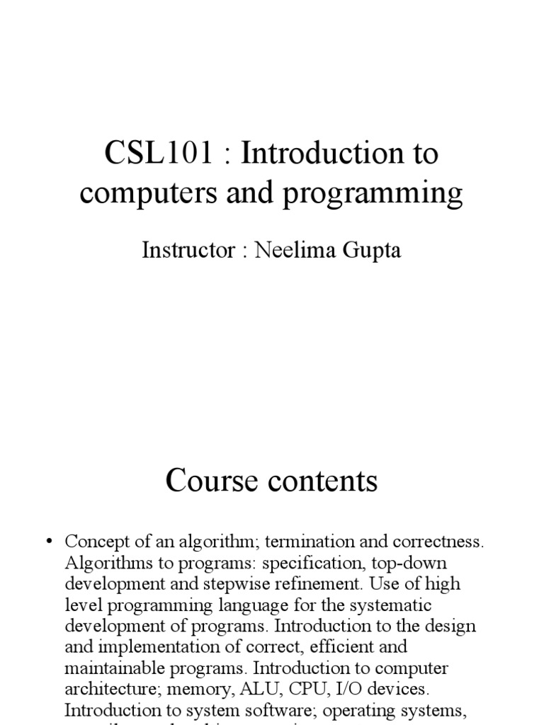 Introduction To Computer Science | PDF | Control Flow | Input/Output