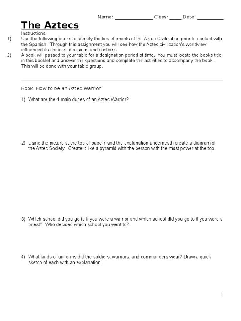 Aztec Book Assignment | PDF | Mesoamerica | Latin America