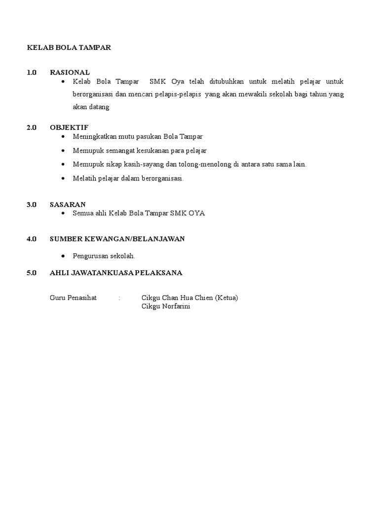 Rancangan Tahunan Bola Tampar Pdf