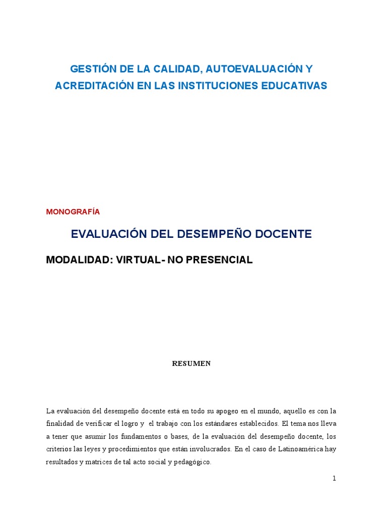 Evaluación Del Desempeño Docente | PDF | Evaluación | Maestros