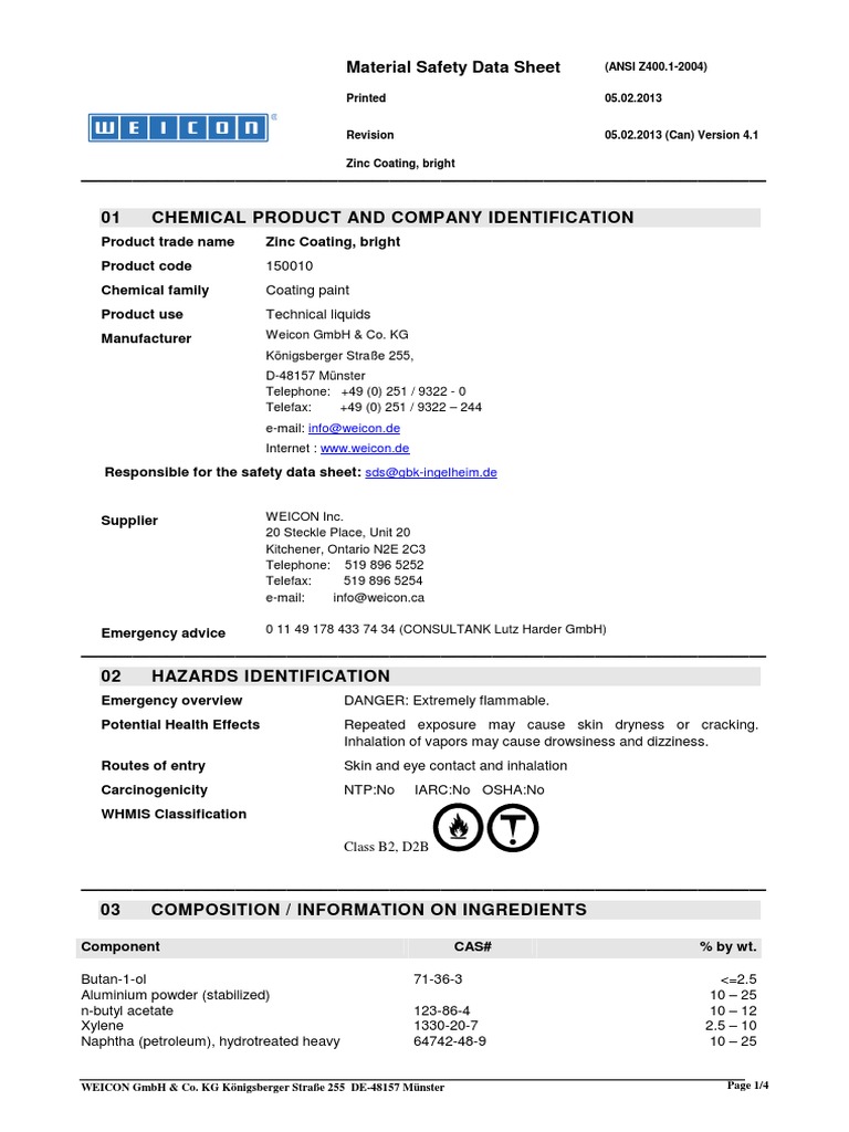 Zinc SprayMSDS.pdf Firefighting Chemistry