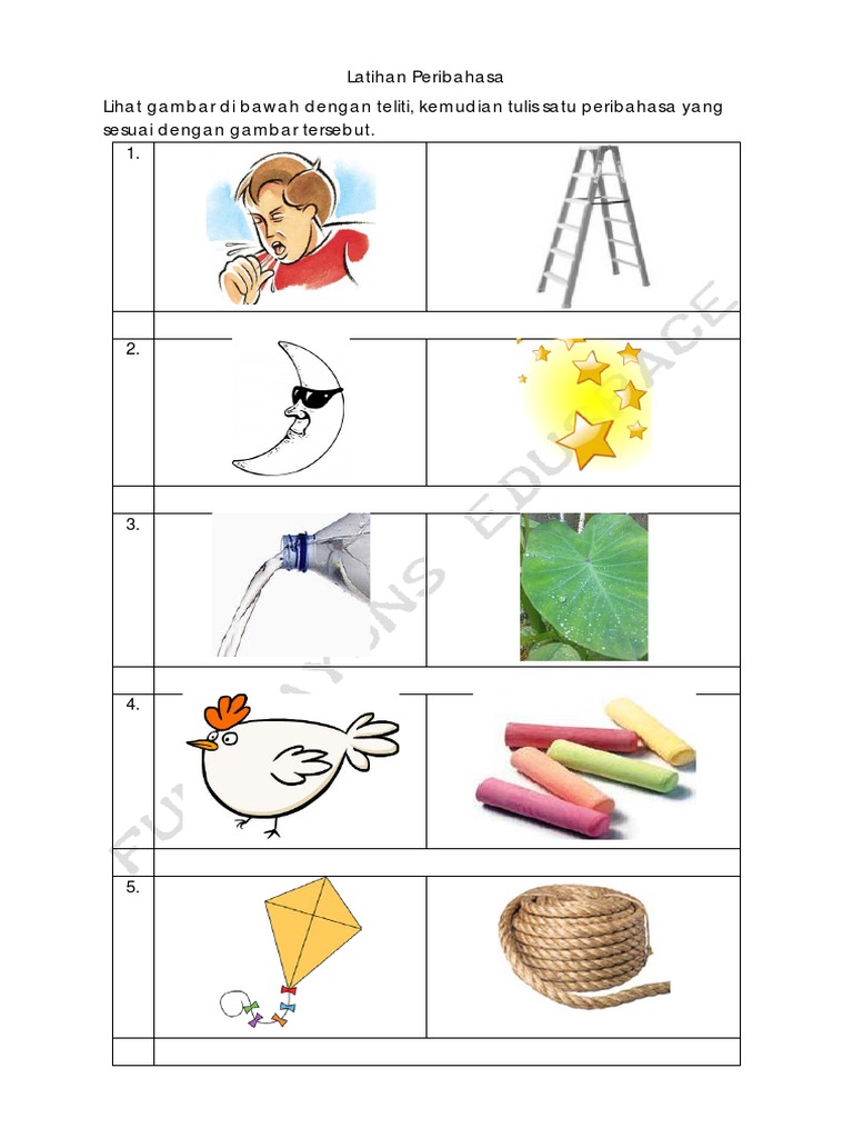 Latihan Peribahasa Bergambar Pt3 Dengan Jawapan