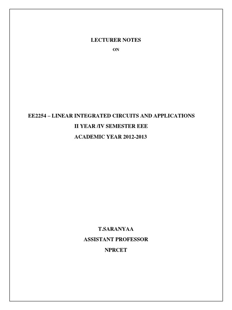 Linear Integrated Circuits Overview | PDF