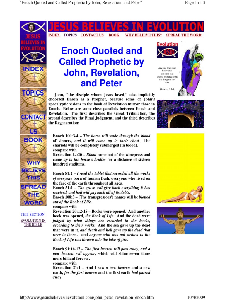 Enoch Quoted and Called Prophetic by John, Revelation, And ...