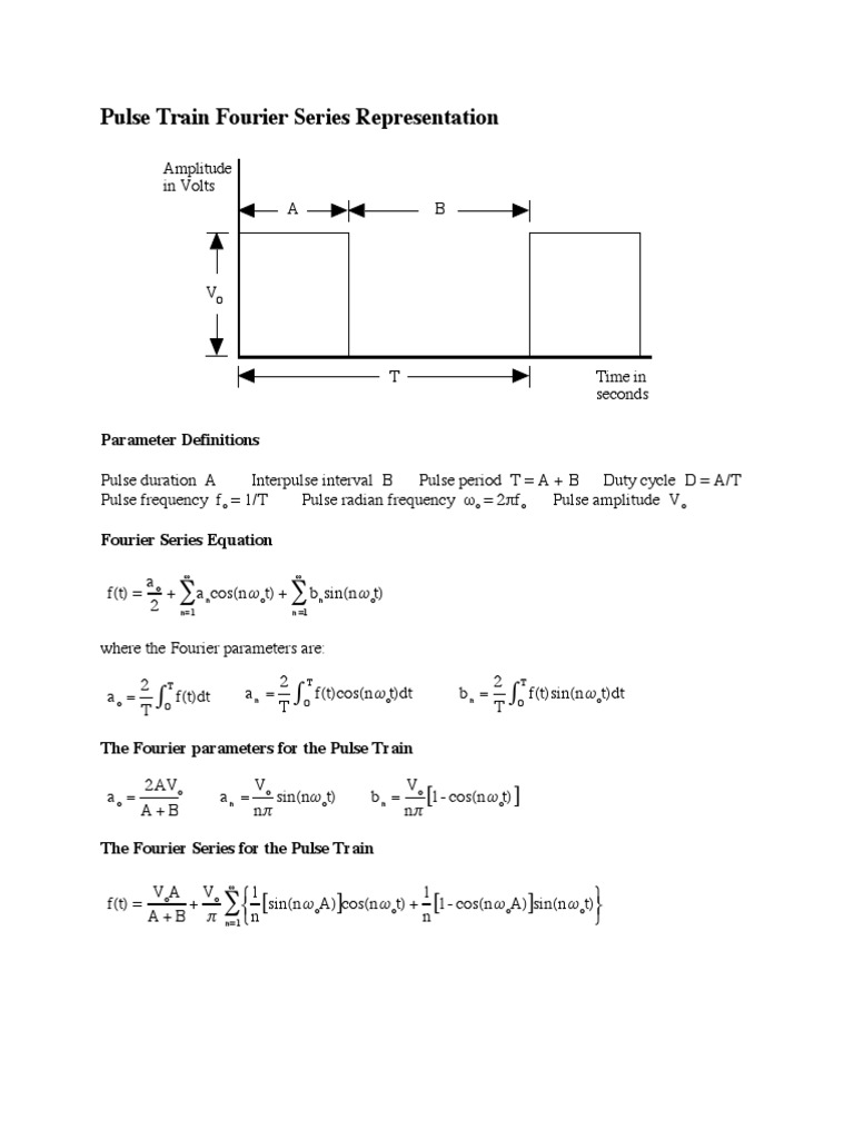 Pulse Train Fourier Series Representation: Amplitude in Volts A | PDF ...