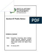 Section 87 Public Notice: Invitation To Comment