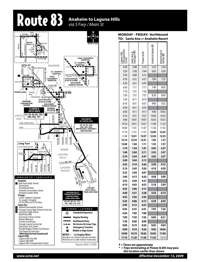 OCTA Bus 83 Schedule Overview | PDF