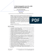 Abstract: We present here the experimental results from research conducted on negative refraction and focusing by a two-dimensional (2D) left-handed metamaterial (LHM) slab. By measuring the refracted electromagnetic (EM) waves from a LHM slab, we find an effective refractive index of -1.86. A 2D scanning transmission measurement technique is used to measure the intensity distribution of the EM waves that radiate from the point source. The flat lens behavior of a 2D LHM slab is demonstrated for two different point source distances of ds = 0.5λ and λ. The full widths at half maximum of the focused beams are 0.36λ and 0.4λ, respectively, which are both below the diffraction limit. ©2005 Optical Society of America