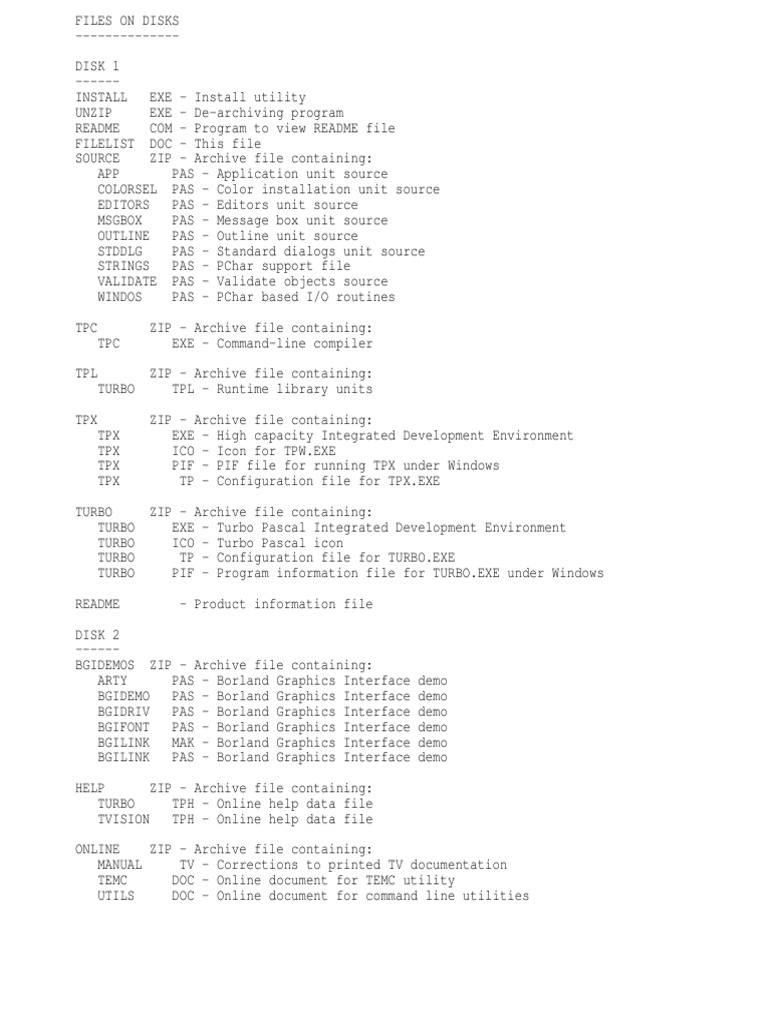 Turbo Pascal Software Archives | PDF | Zip (File Format) | Software