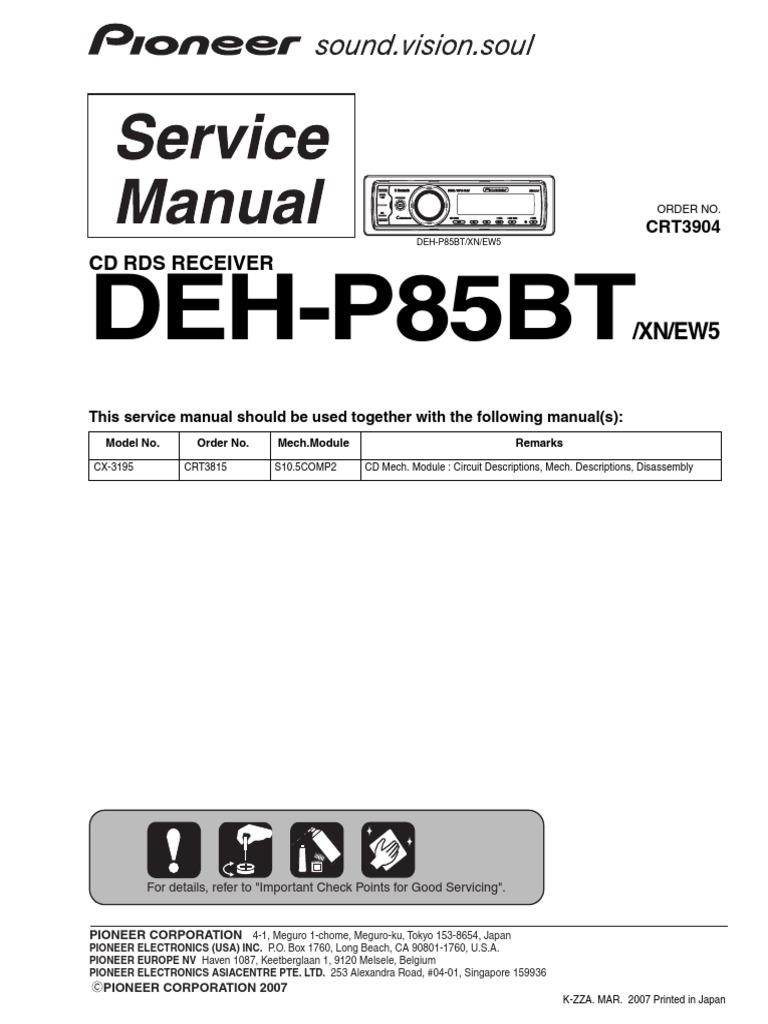 Pioneer DehP85bt Crt3904 SM PDF Integrated Circuit Electrical