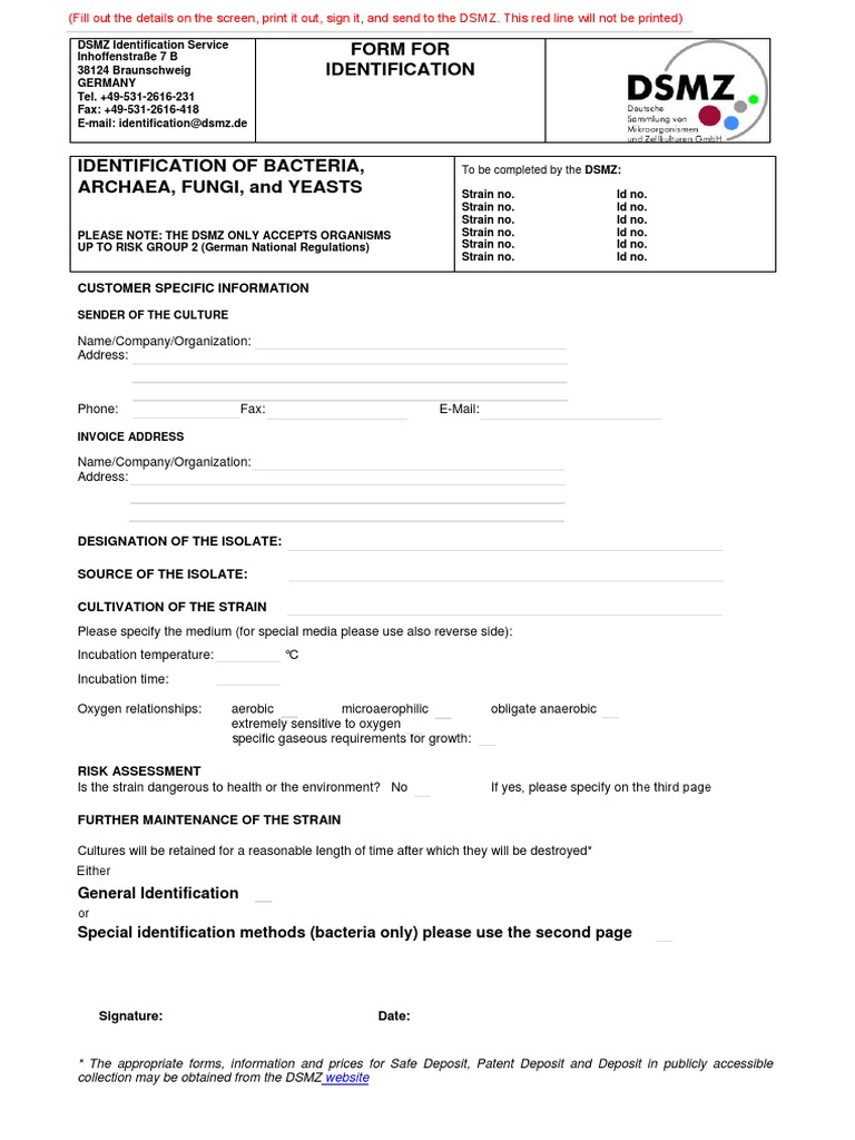 Form For Identification: Customer Specific Information | PDF | 16 S ...