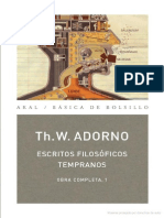 Adorno Theodor Escritos Filosoficos Tempranos 1973 Akal Editores PDF