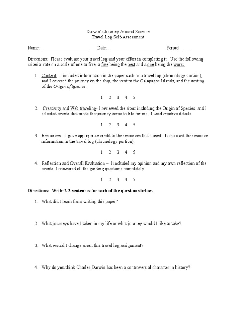 Darwin Self Assessment | PDF | Social Science | Foreign Language Studies