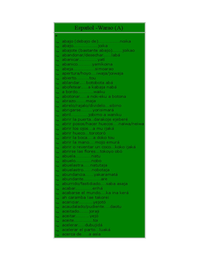 DICCIONARIO WARAO ESPAOL PDF
