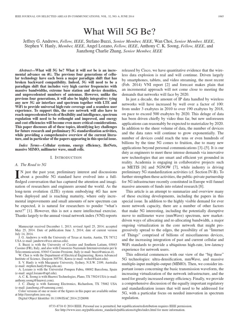What Will 5G Be | PDF | Orthogonal Frequency Division Multiplexing | Mimo