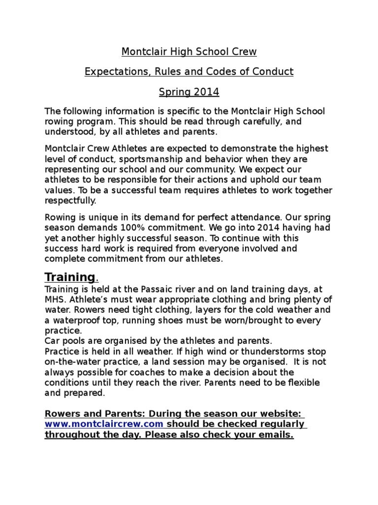 2014 Spring Rules & Code of Conduct PDF Rowing (Sport) Rowing