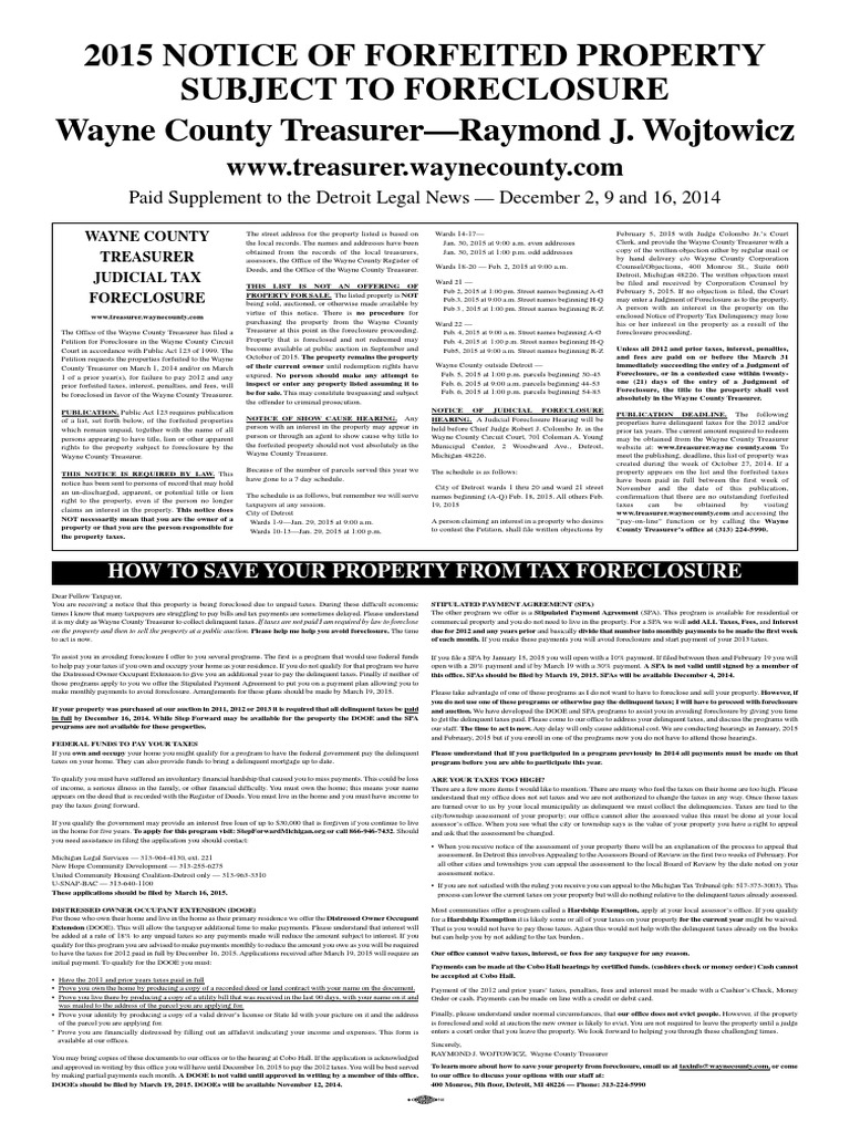 metro ford newstead on Wayne County Michigan Property Tax Foreclosure List 2015 Foreclosure Taxes