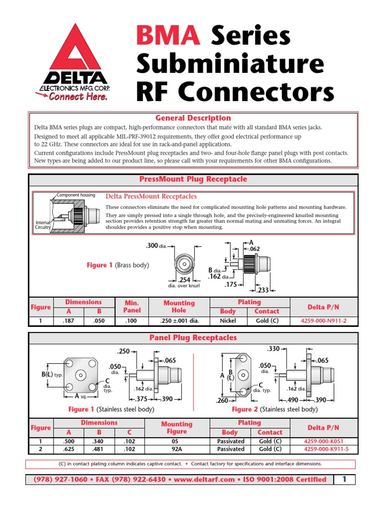 Series Subminiature RF Connectors: Connect Here | PDF