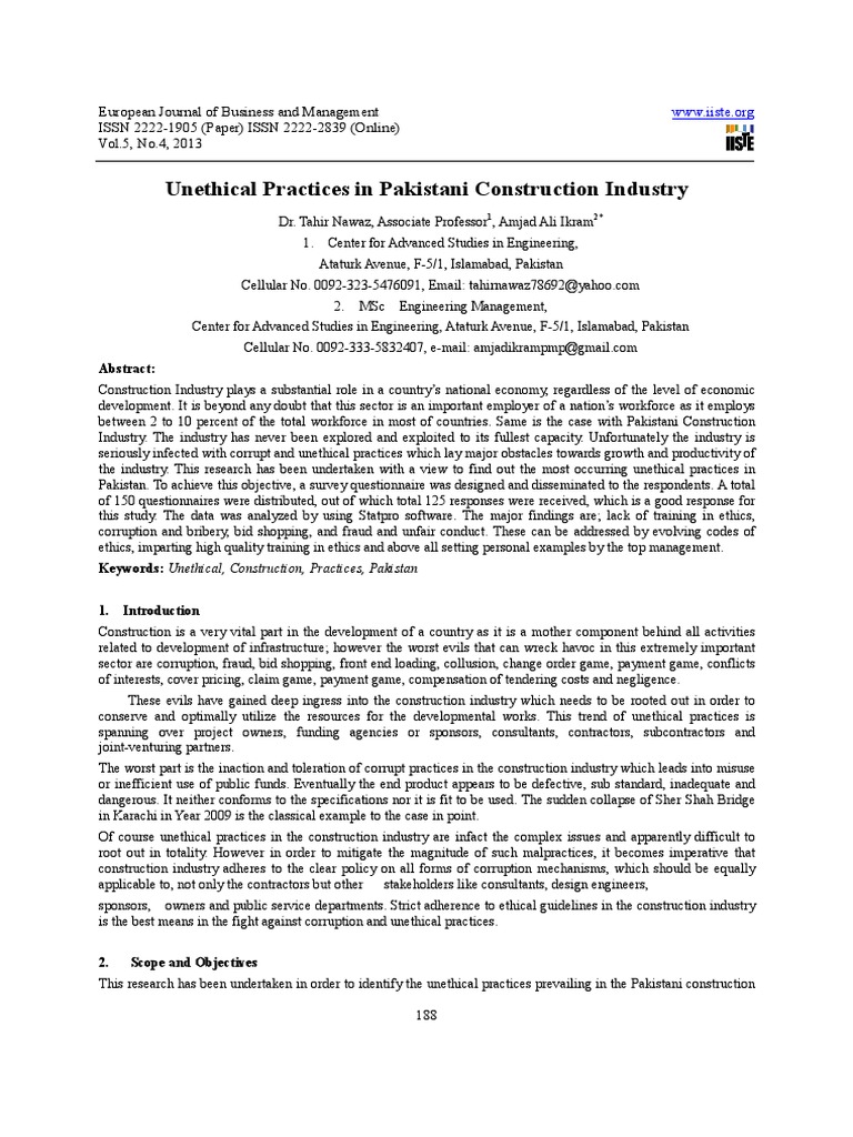 Unethical Practices in Construction | PDF | Construction Management ...