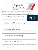 Capitalization Worksheet Beginning Sentence PDF