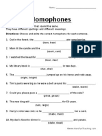 Homophone Worksheet PDF