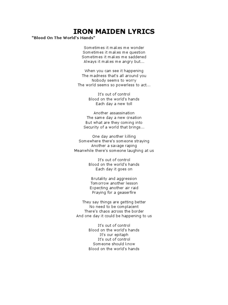 Iron Maiden Lyrics PDF