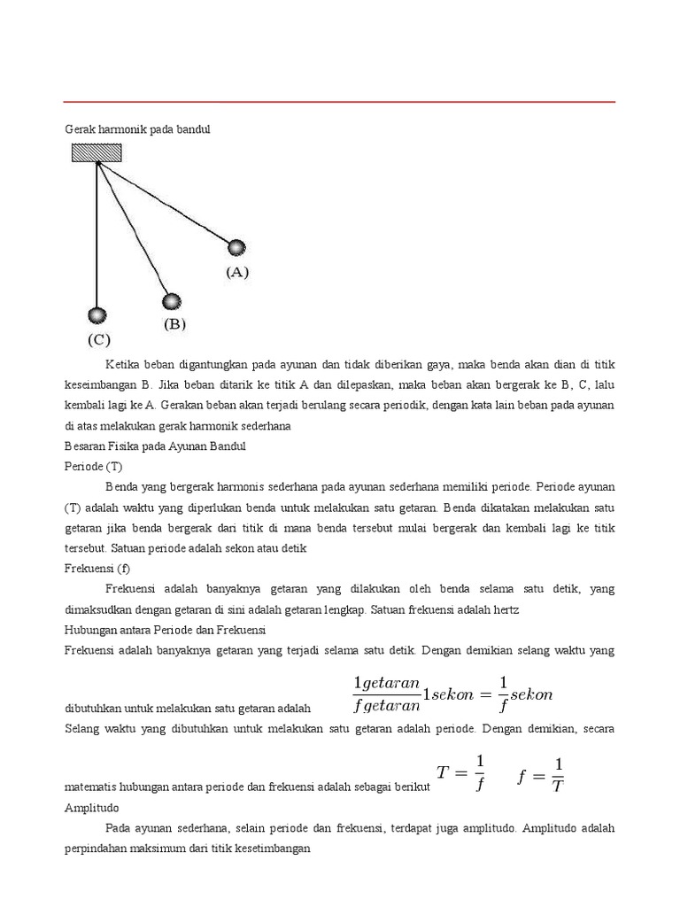 Contoh Soal Getaran Harmonik Pada Bandul