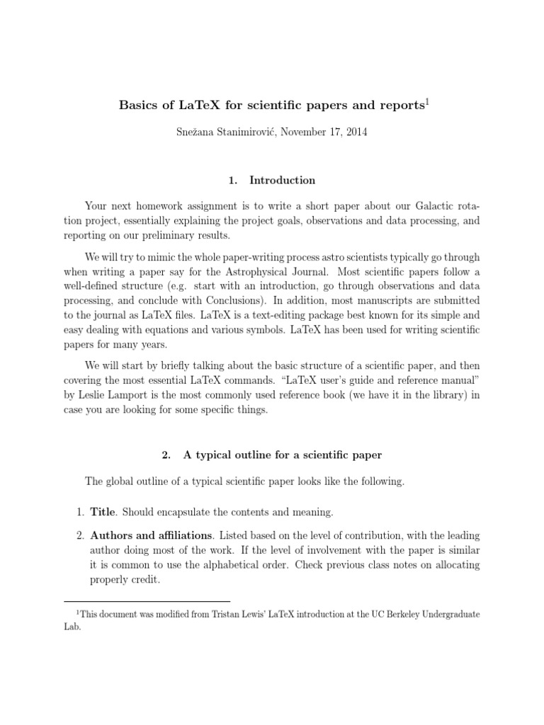 Basics of Latex For Scientific Papers and Reports | PDF