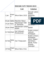 Senarai Perincian Cuti Tahun 2011