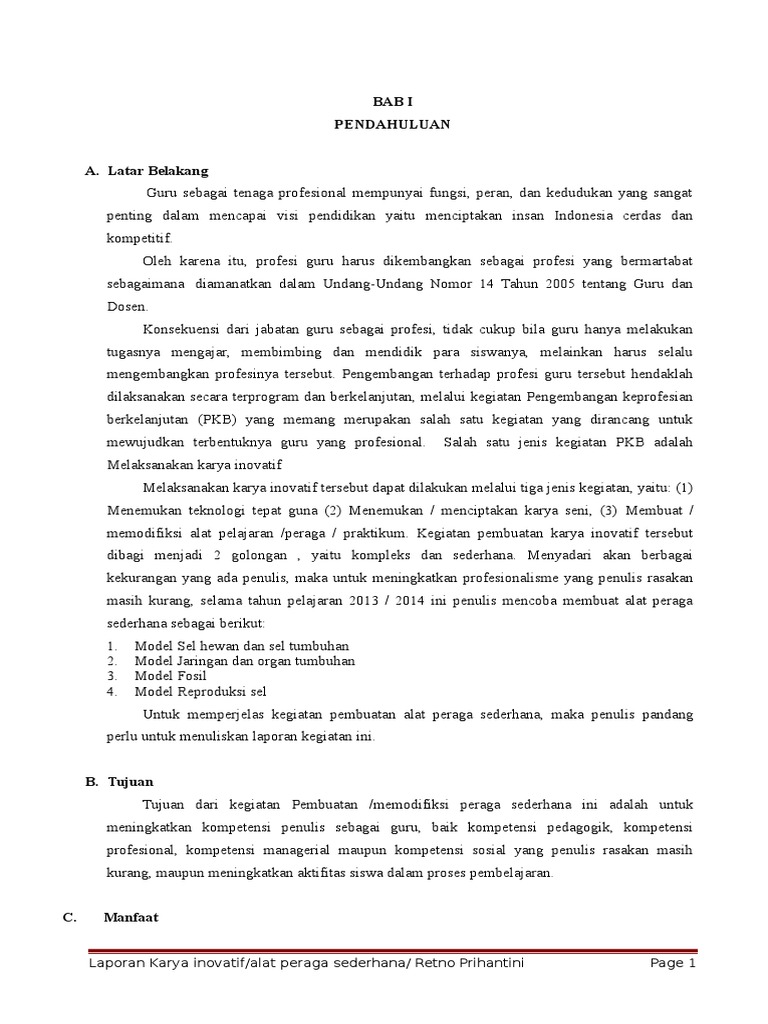 Contoh Laporan Pembuatan Alat Peraga Sederhana Berbagai Alat