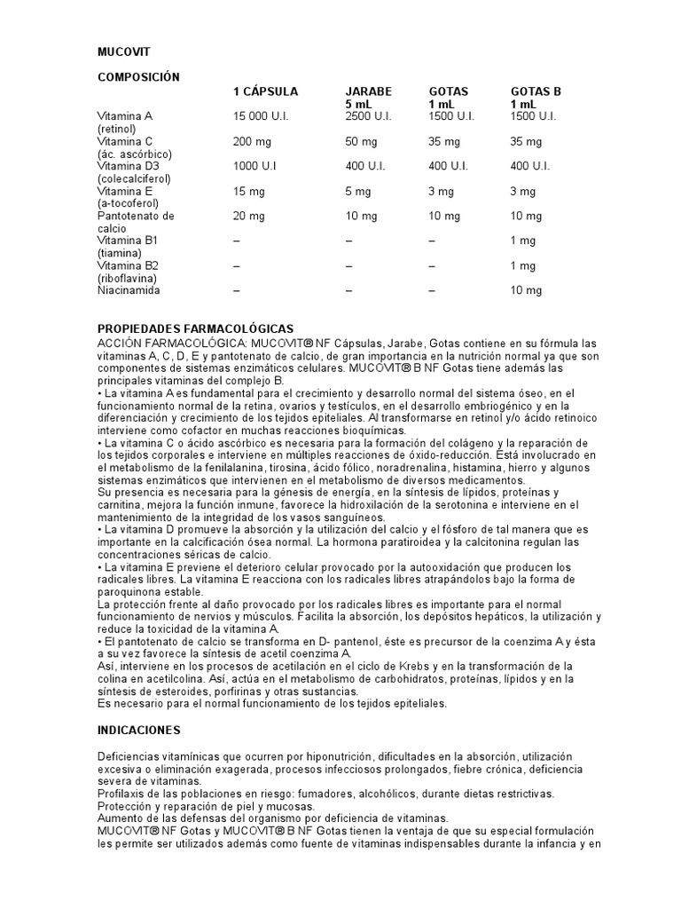 MUCOVIT | PDF | Vitamina D | Vitamina C